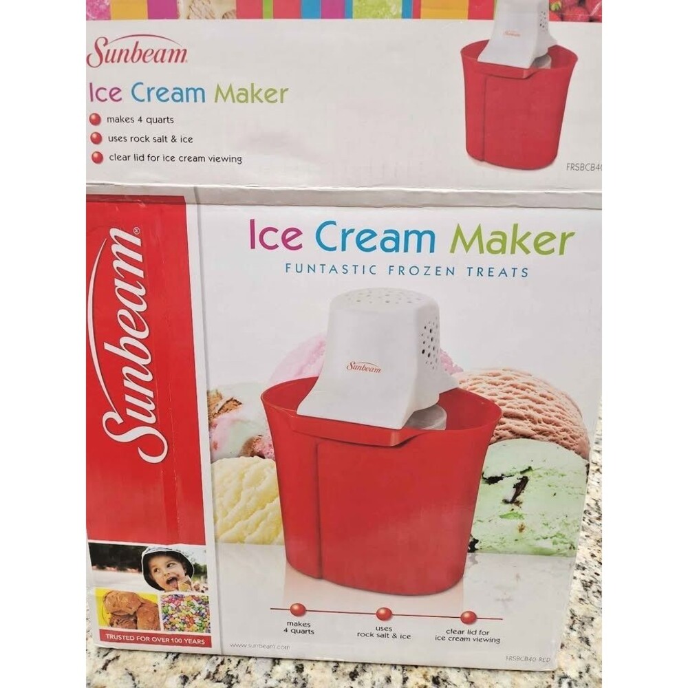 Sunbeam Ice Cream Maker, Fantasic Frozen Treats.  FRSBCB40-RED Works